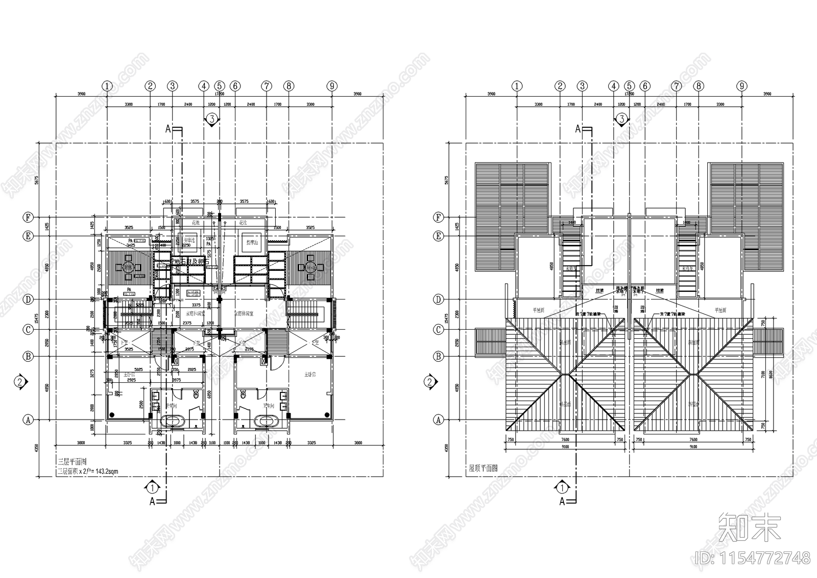 别墅建筑设计图cad施工图下载【ID:1154772748】