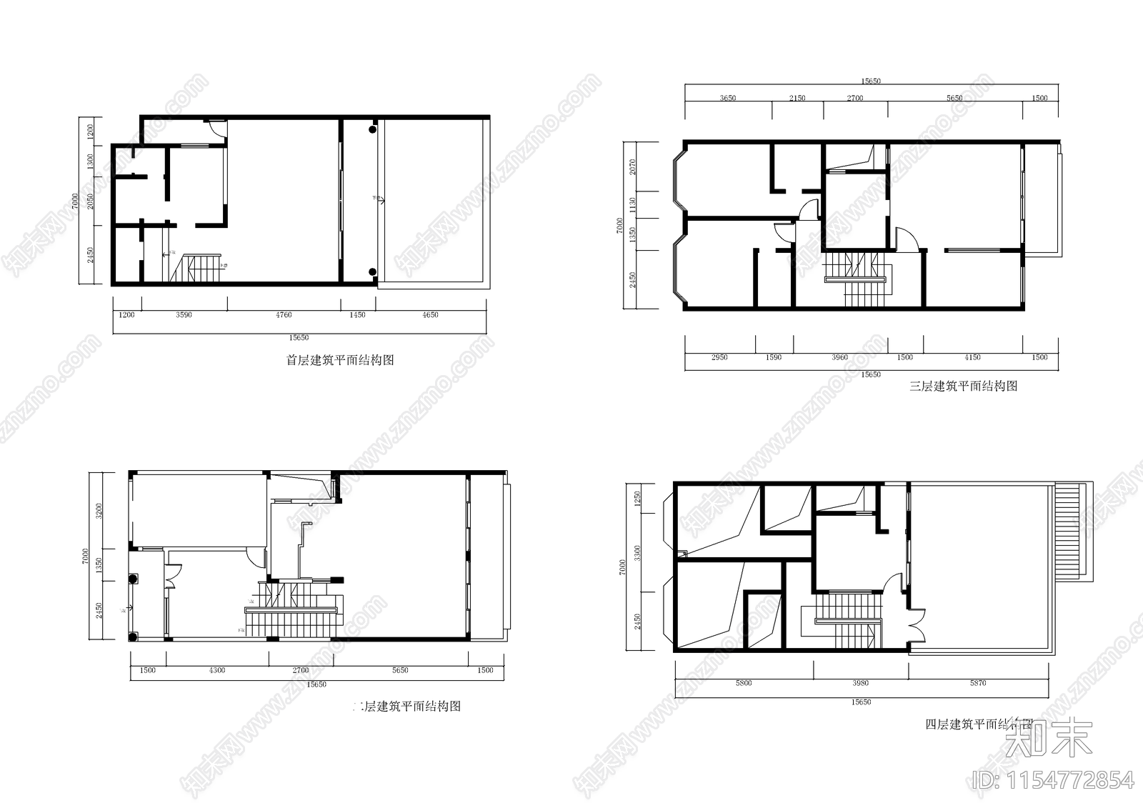 别墅建筑装修cad施工图下载【ID:1154772854】