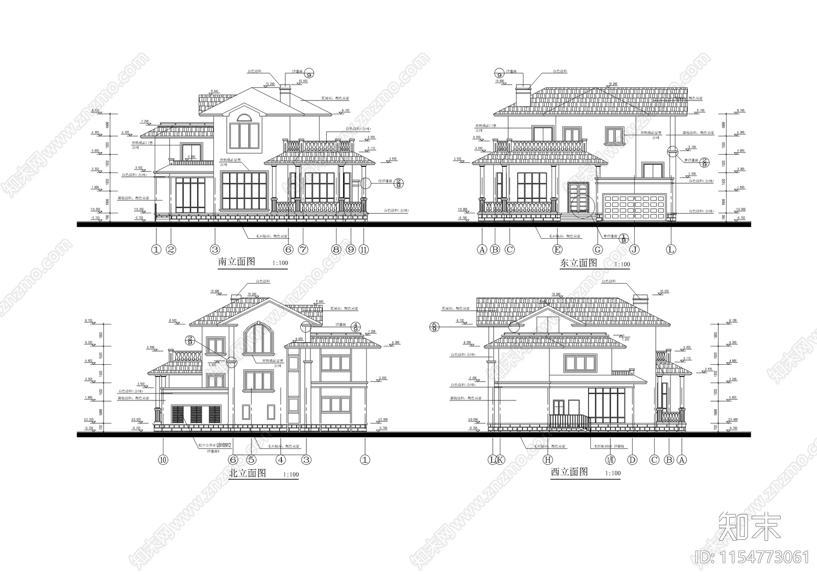 别墅建筑设计图cad施工图下载【ID:1154773061】
