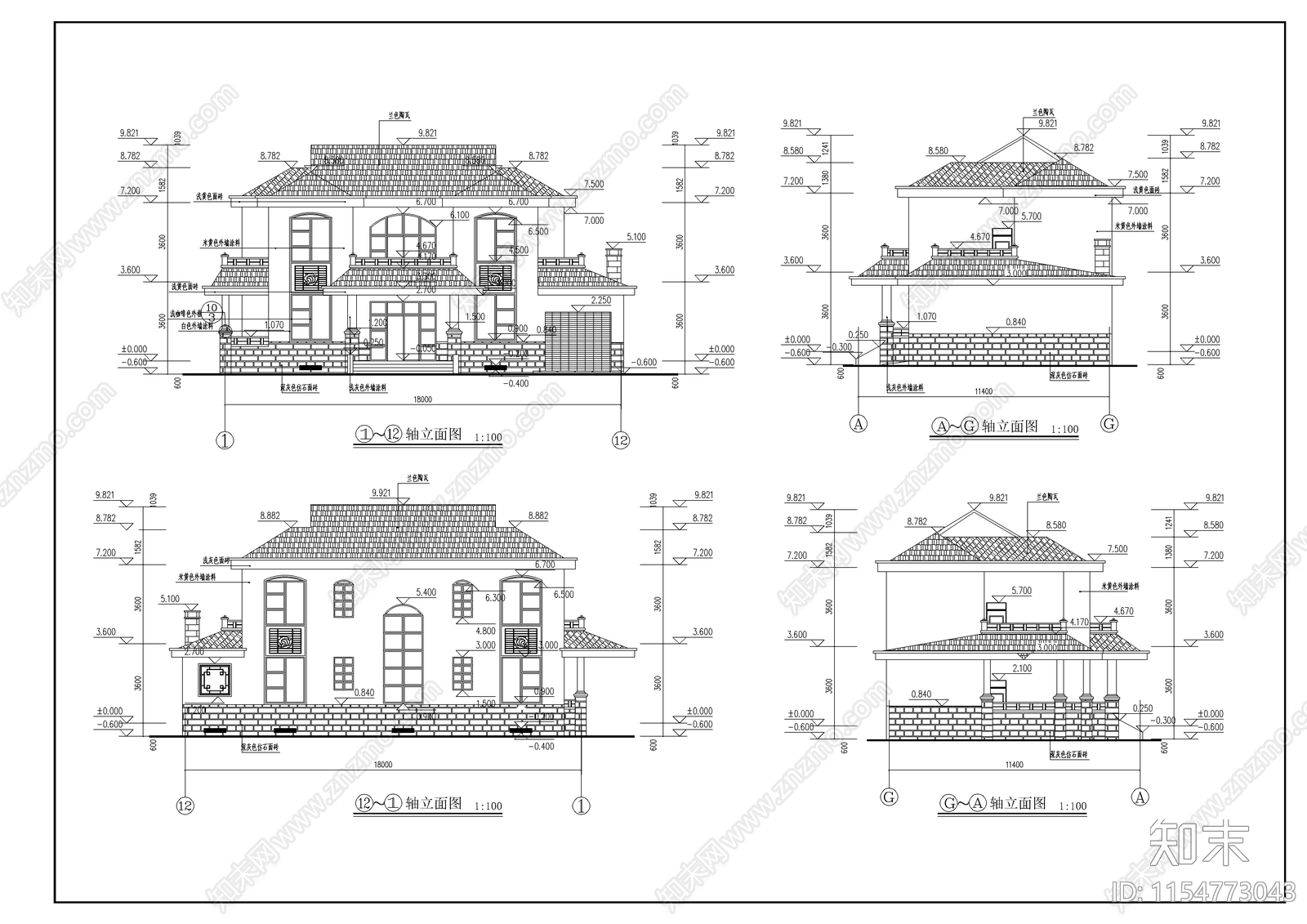 别墅建筑设计图cad施工图下载【ID:1154773043】