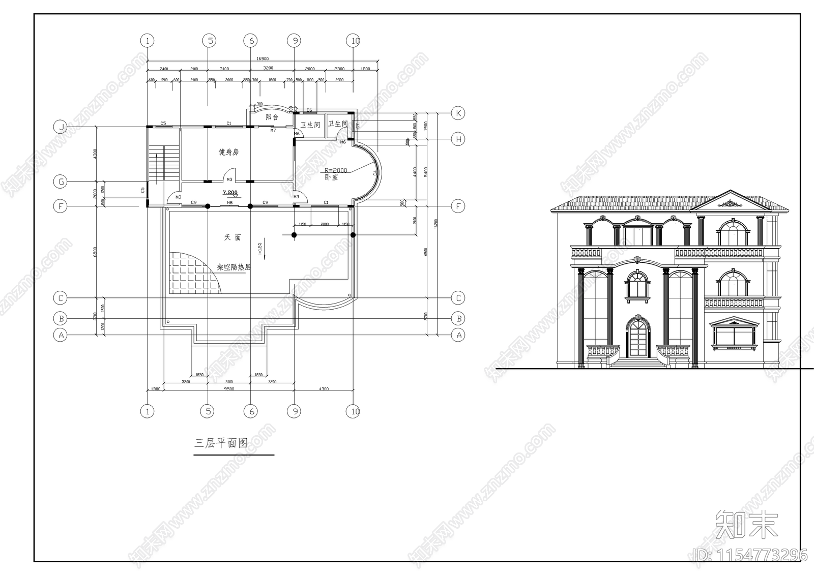 多套别墅建筑设计图cad施工图下载【ID:1154773296】