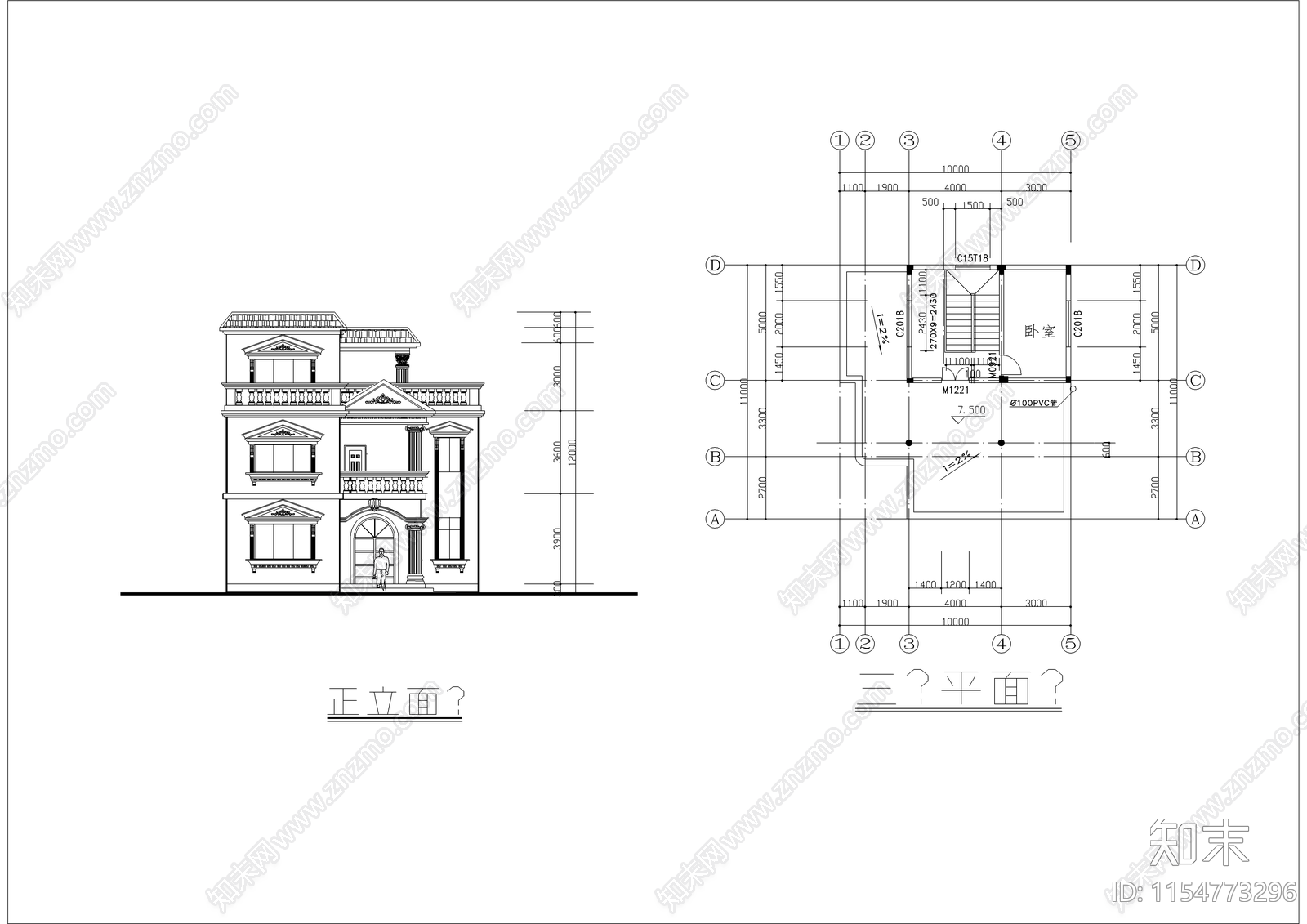 多套别墅建筑设计图cad施工图下载【ID:1154773296】