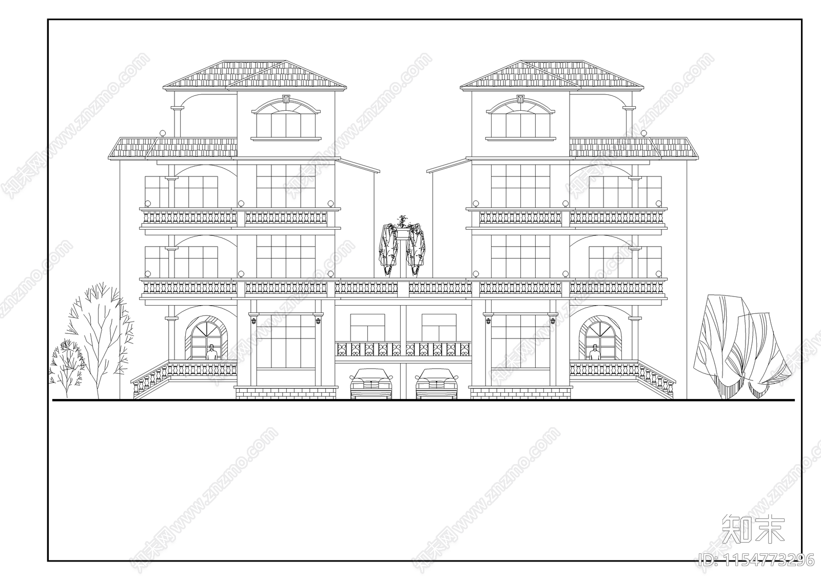 多套别墅建筑设计图cad施工图下载【ID:1154773296】