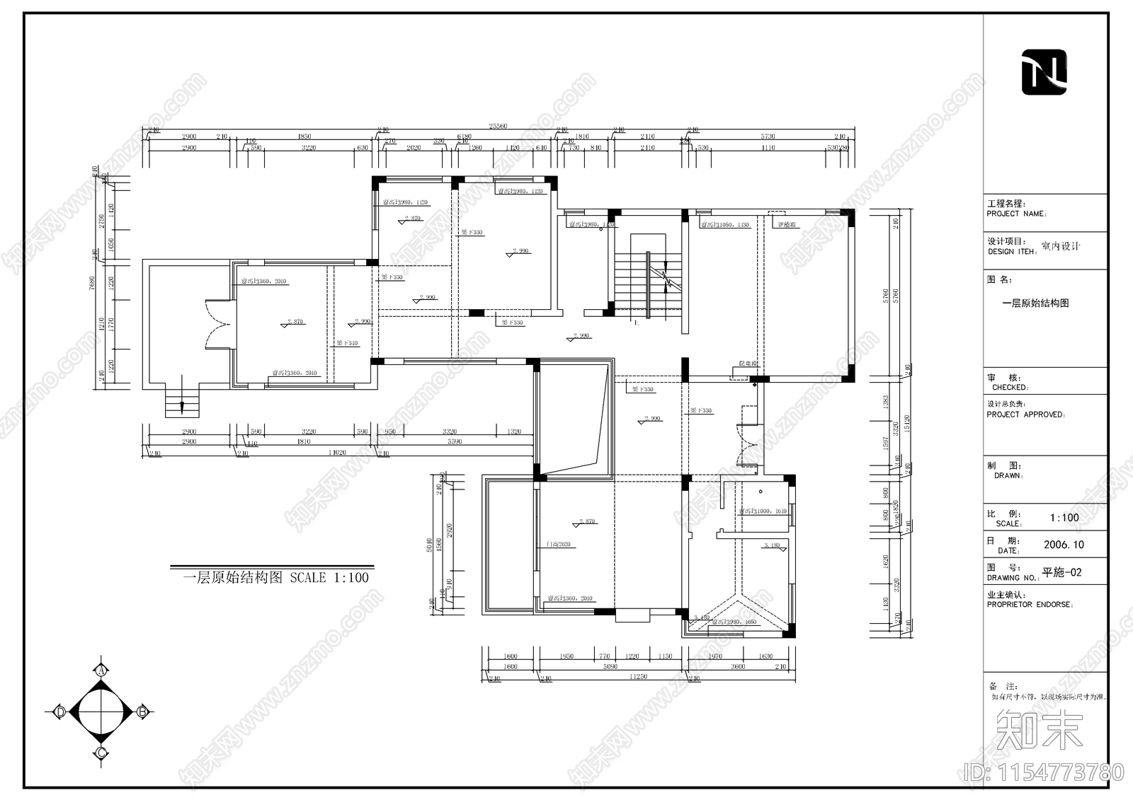 别墅建筑装饰设计图cad施工图下载【ID:1154773780】