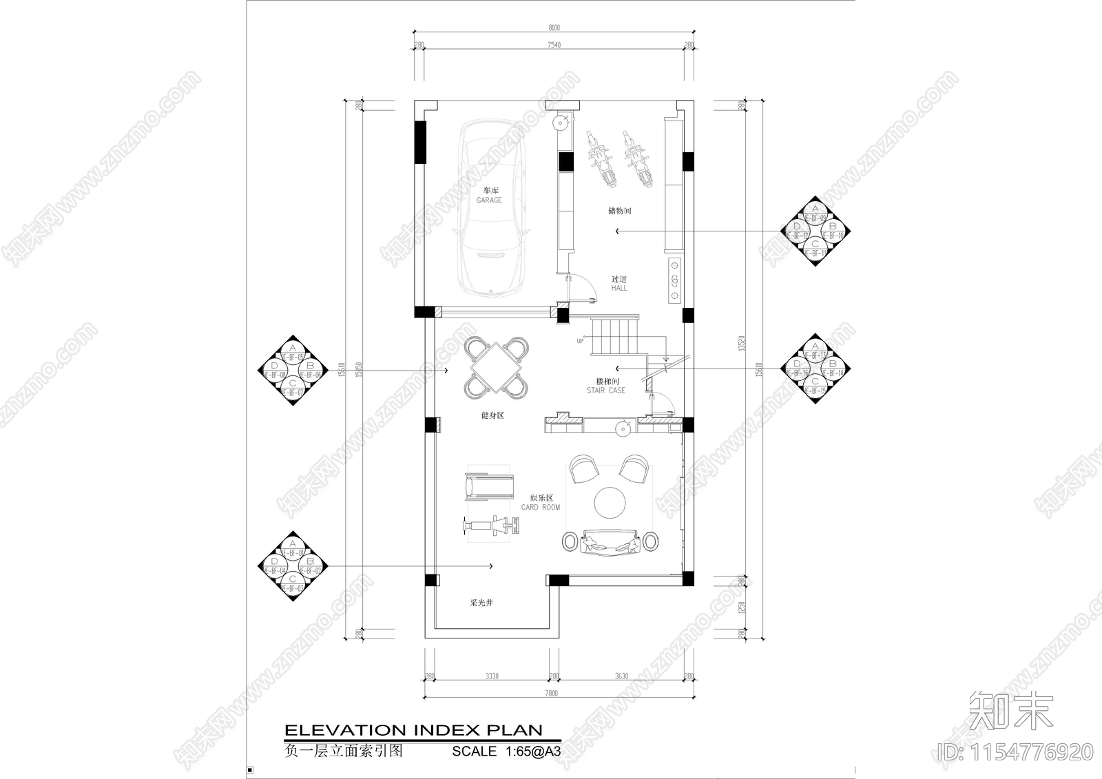 滨水别墅住宅装cad施工图下载【ID:1154776920】