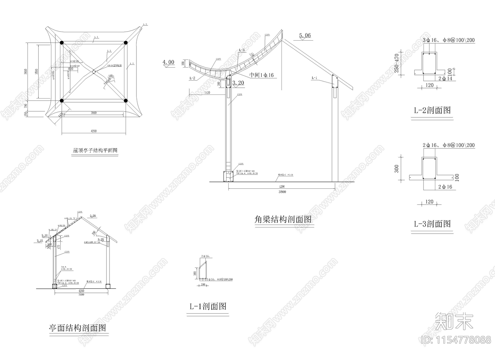 亭子cad施工图下载【ID:1154778088】