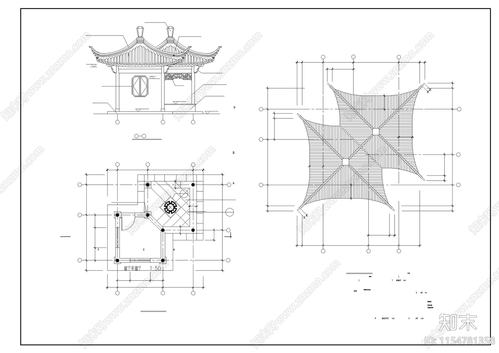古建亭cad施工图下载【ID:1154781358】