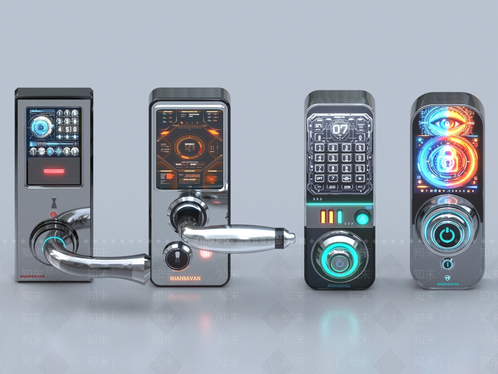 现代智能门锁3D模型下载【ID:1154781560】