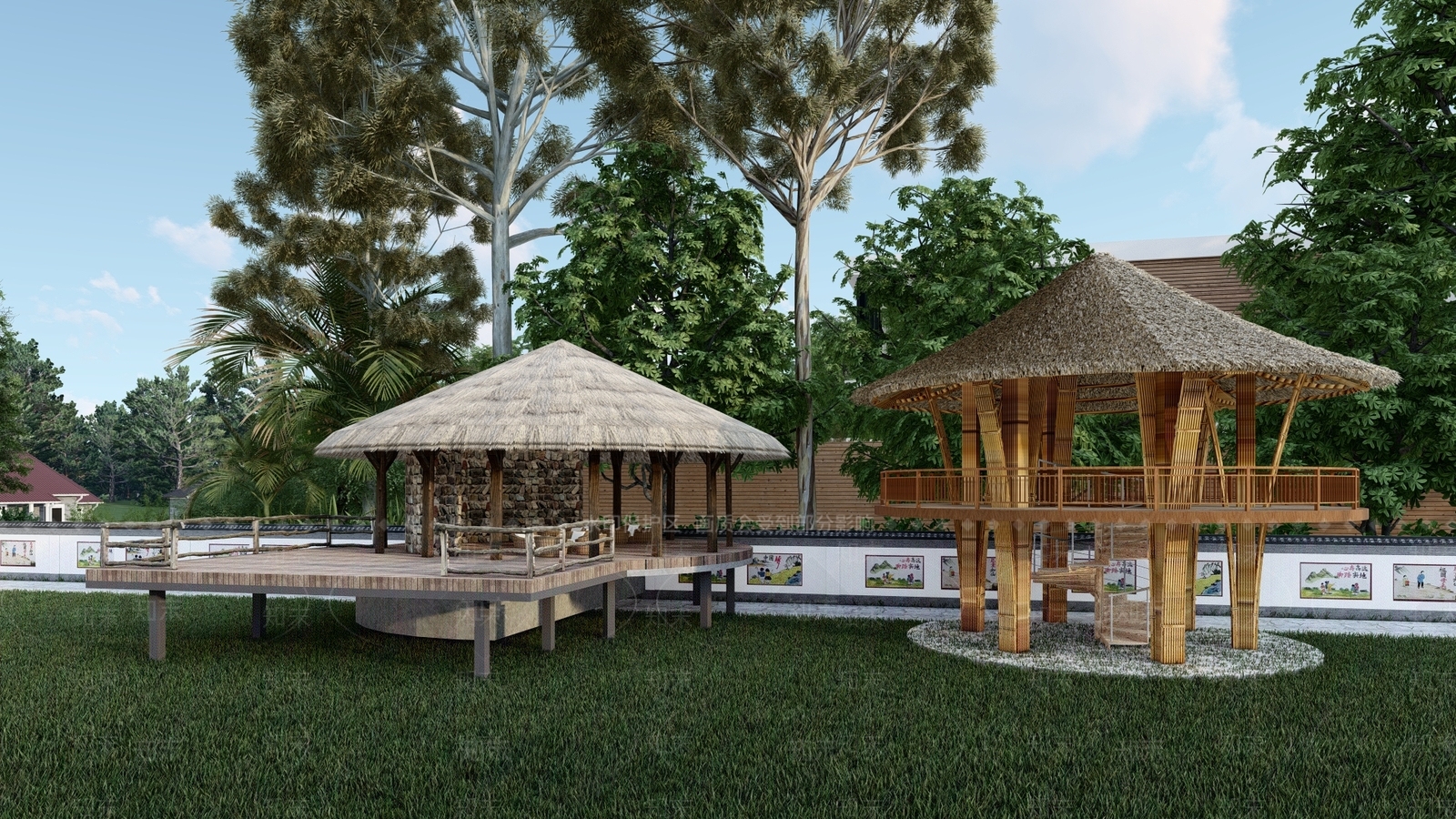 中式茅草亭SU模型下载【ID:1154784351】