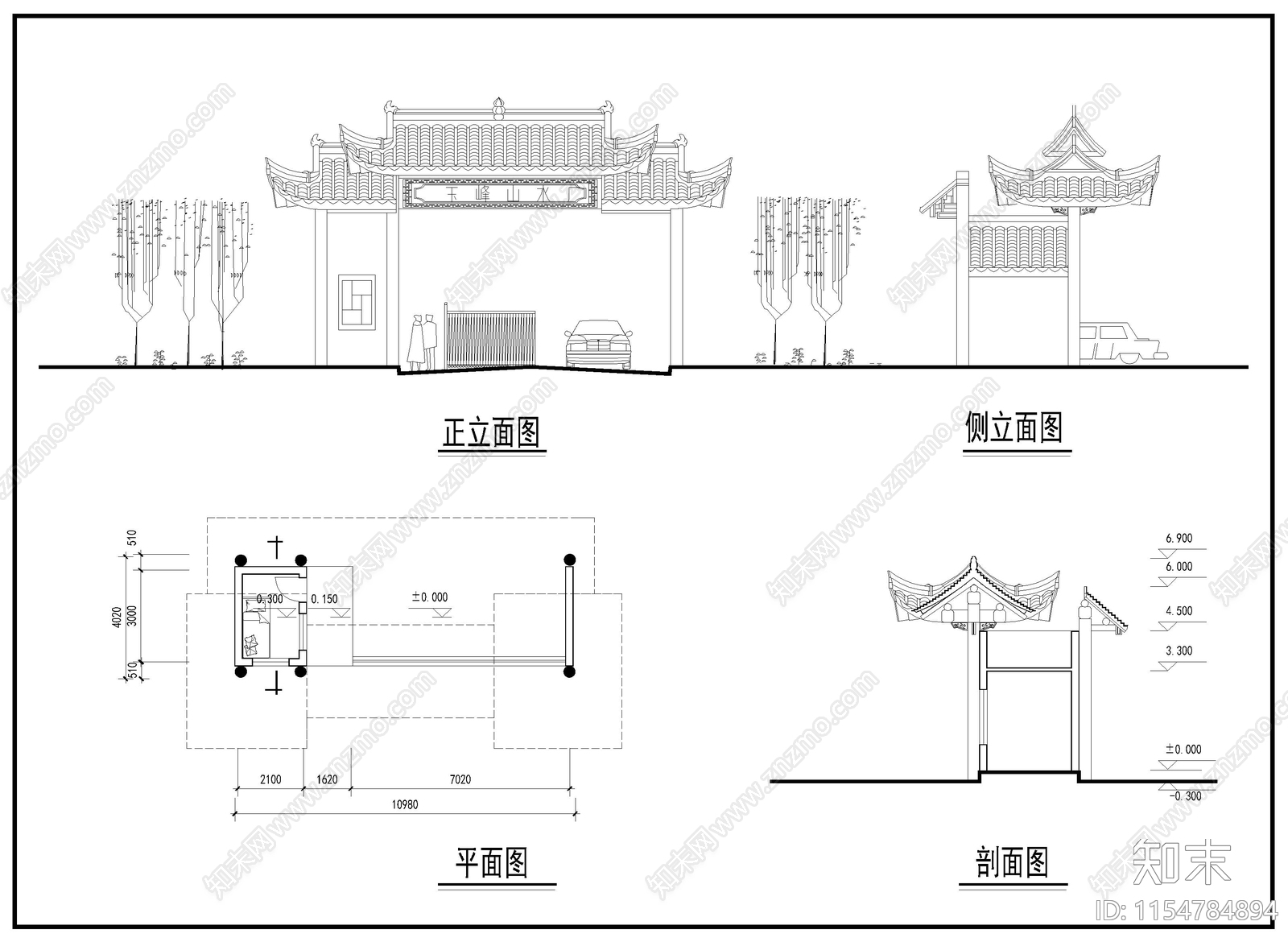 古建牌坊方案cad施工图下载【ID:1154784894】