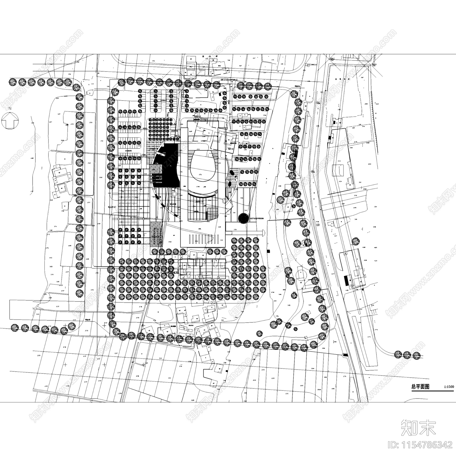 浙江长兴县大剧院影剧院建筑CAD施工图下载【ID:1154786342】