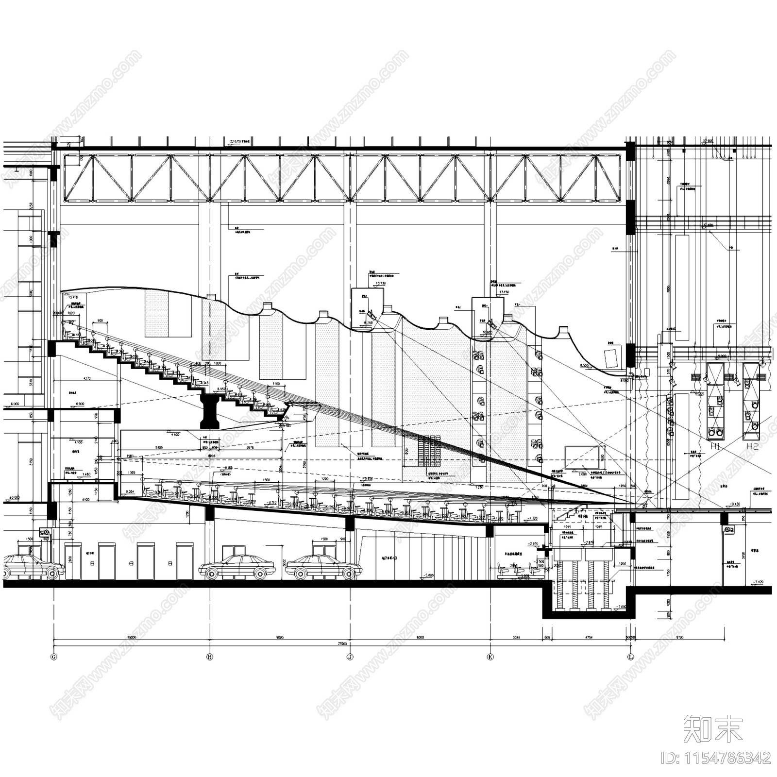 浙江长兴县大剧院影剧院建筑CAD施工图下载【ID:1154786342】