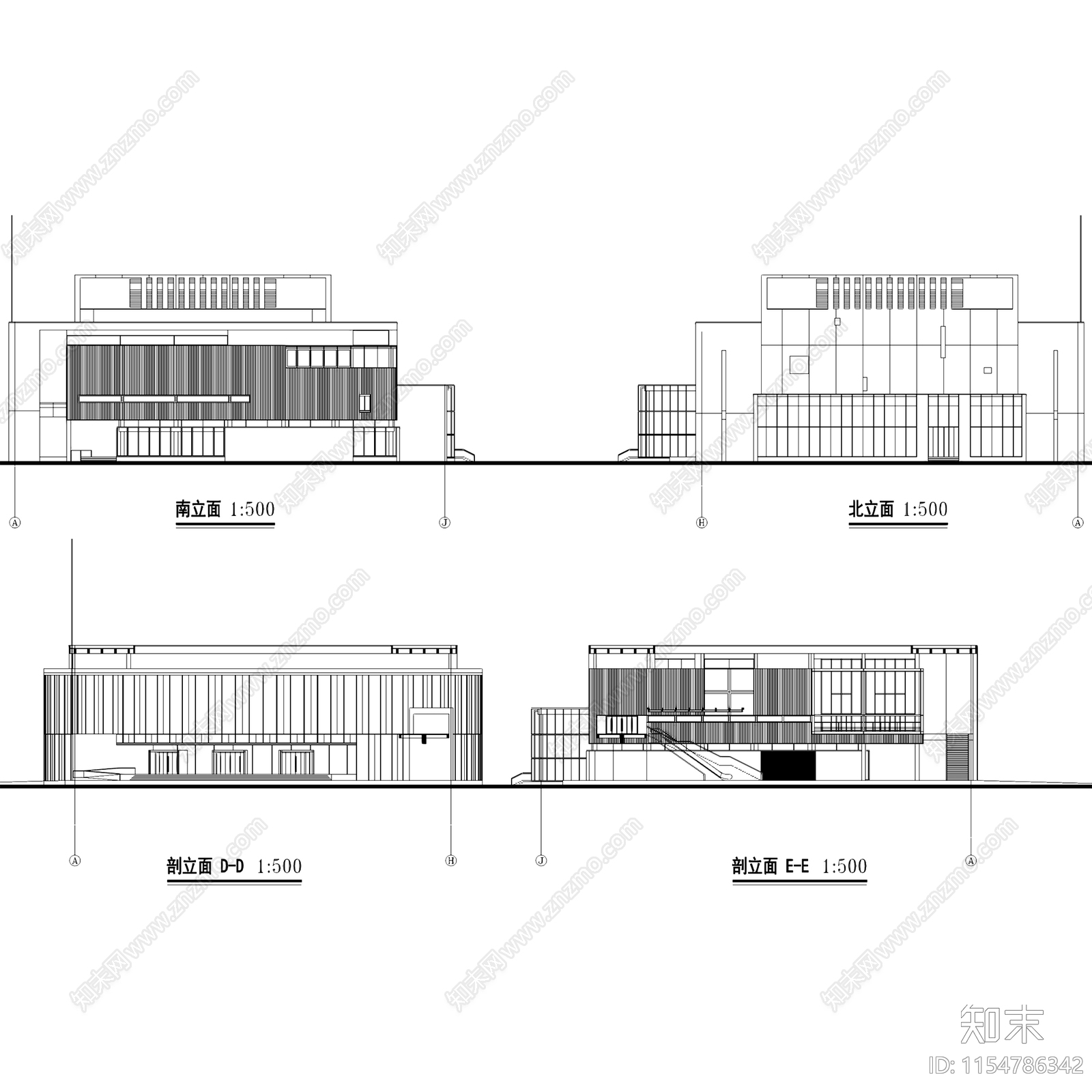 浙江长兴县大剧院影剧院建筑CAD施工图下载【ID:1154786342】