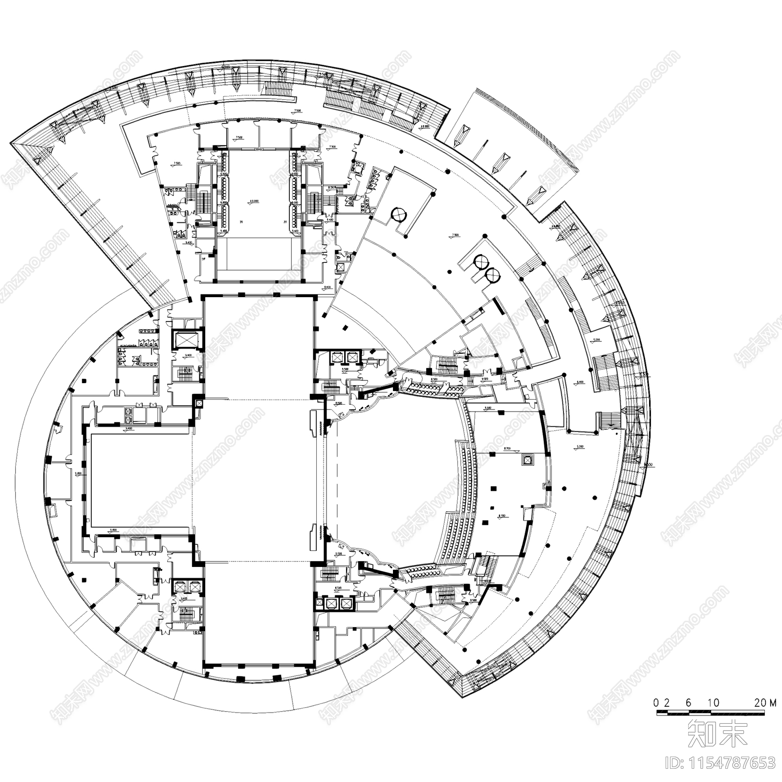 东莞市大剧院影剧场平立剖面建筑施工图下载【ID:1154787653】