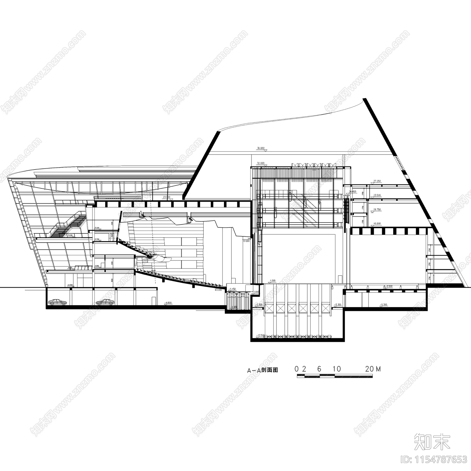 东莞市大剧院影剧场平立剖面建筑施工图下载【ID:1154787653】