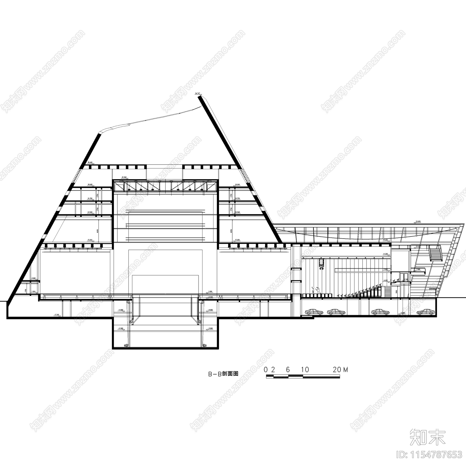 东莞市大剧院影剧场平立剖面建筑施工图下载【ID:1154787653】