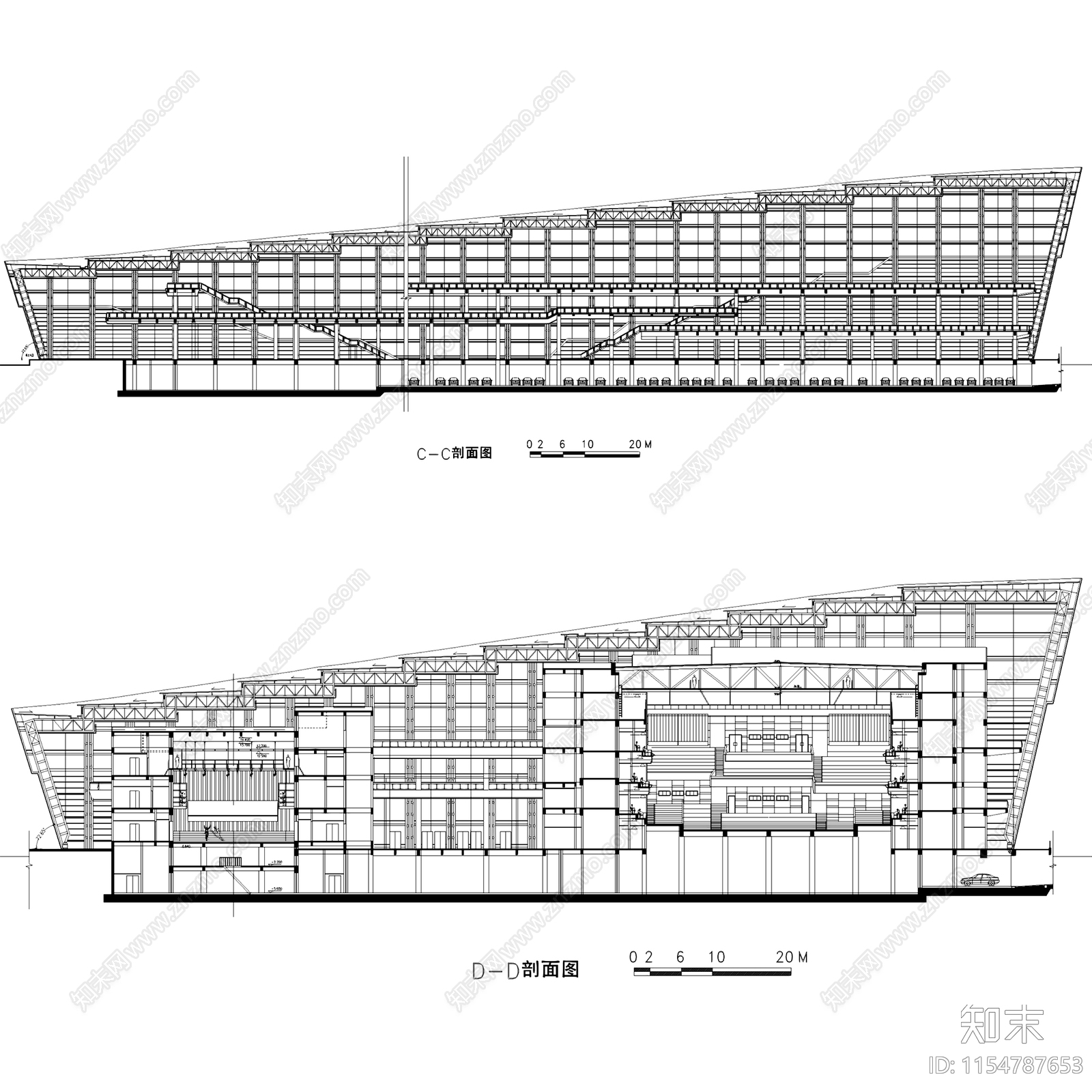 东莞市大剧院影剧场平立剖面建筑施工图下载【ID:1154787653】