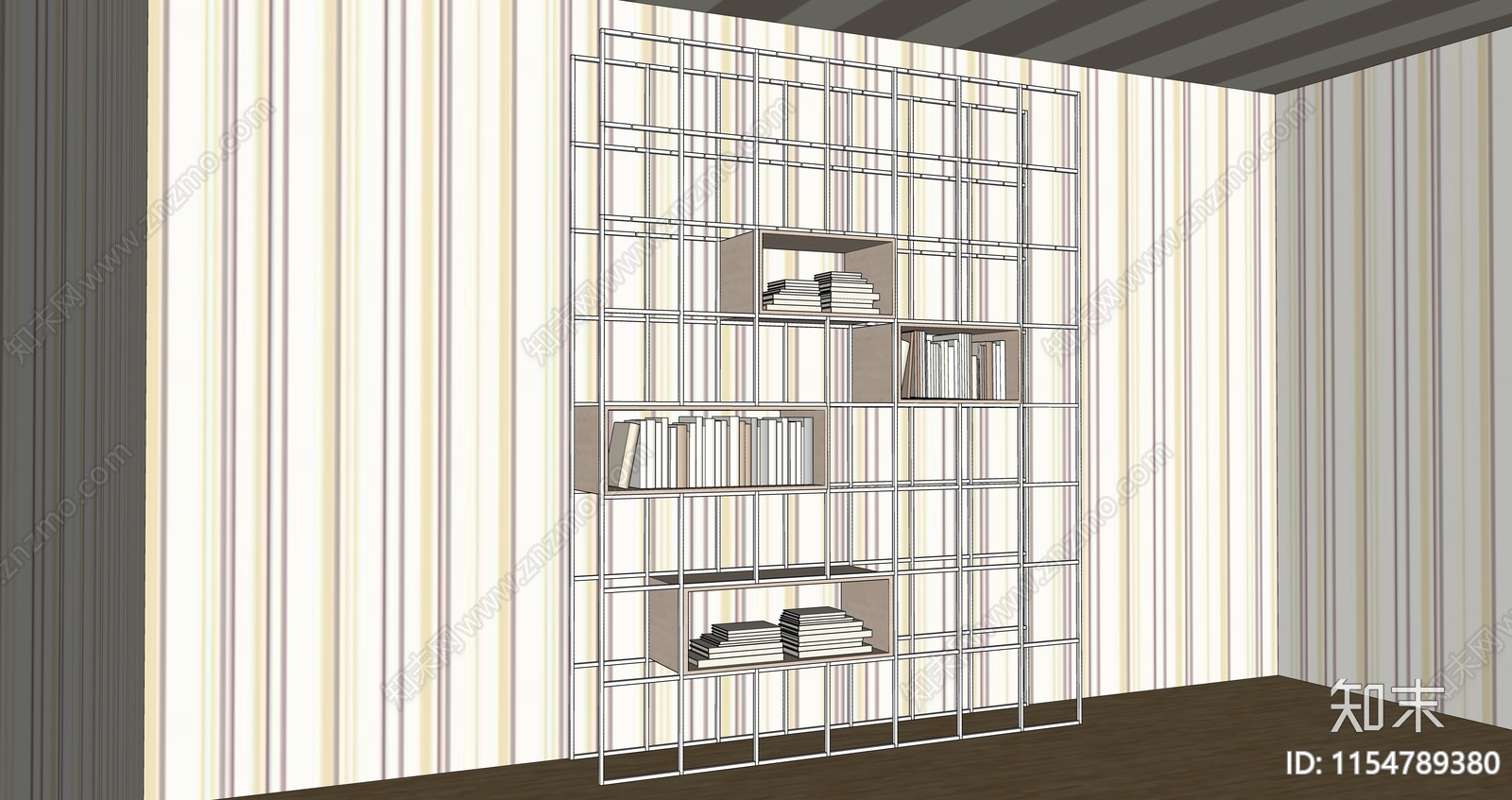 现代简约书架SU模型下载【ID:1154789380】