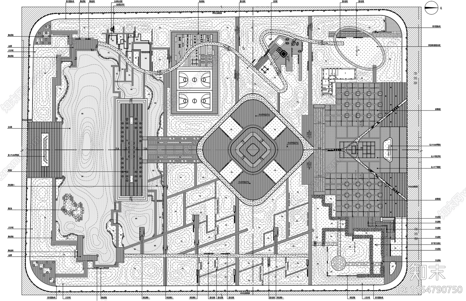 市政公园景观cad施工图下载【ID:1154790750】