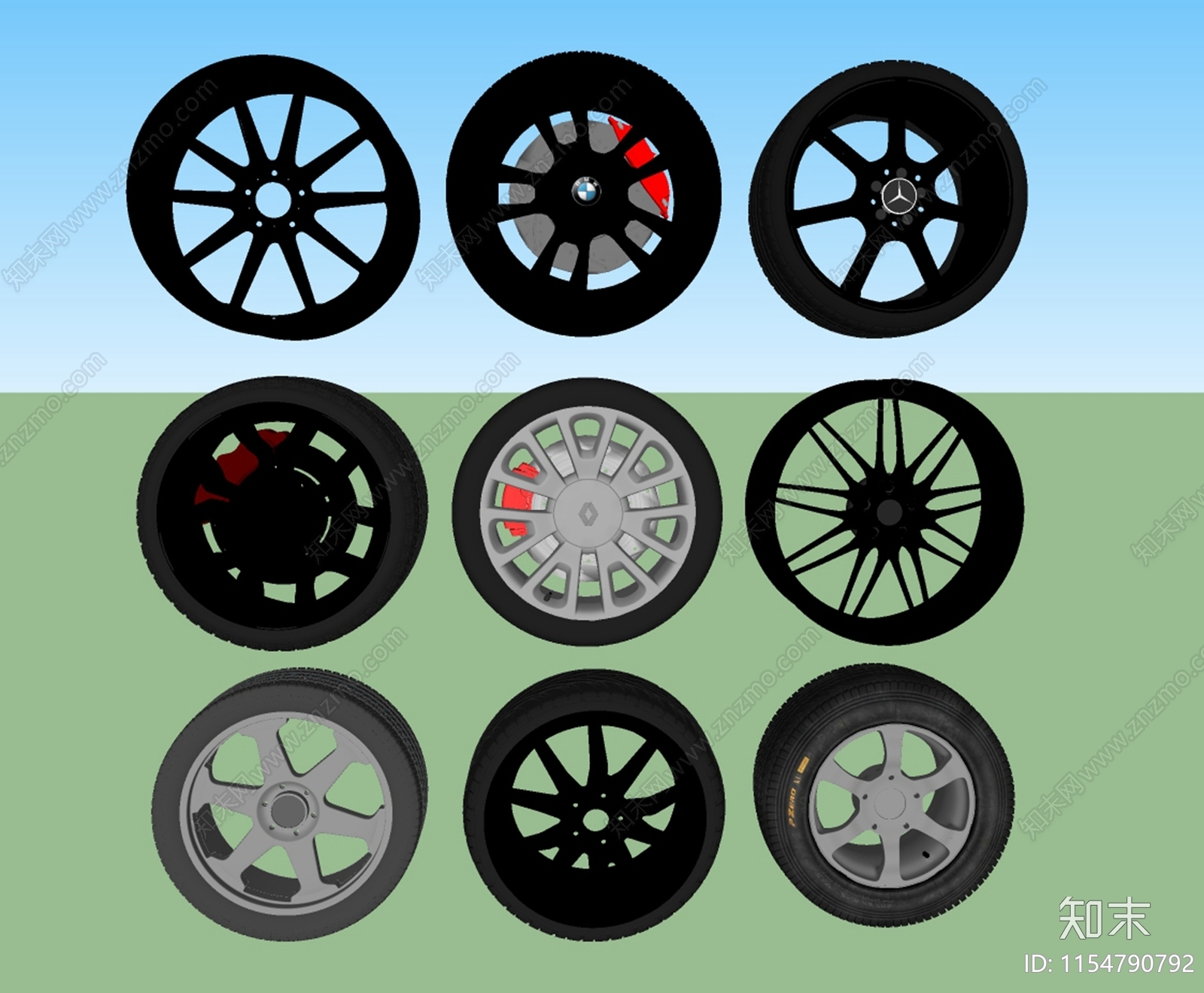 轮胎配件SU模型下载【ID:1154790792】