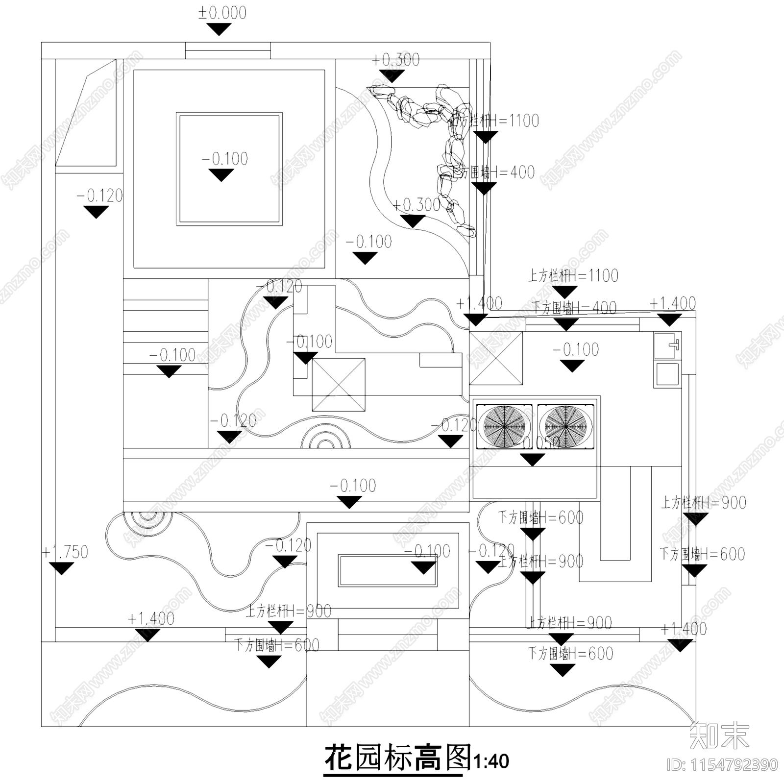 恒大新中式别墅庭院花园景观改造cad施工图下载【ID:1154792390】