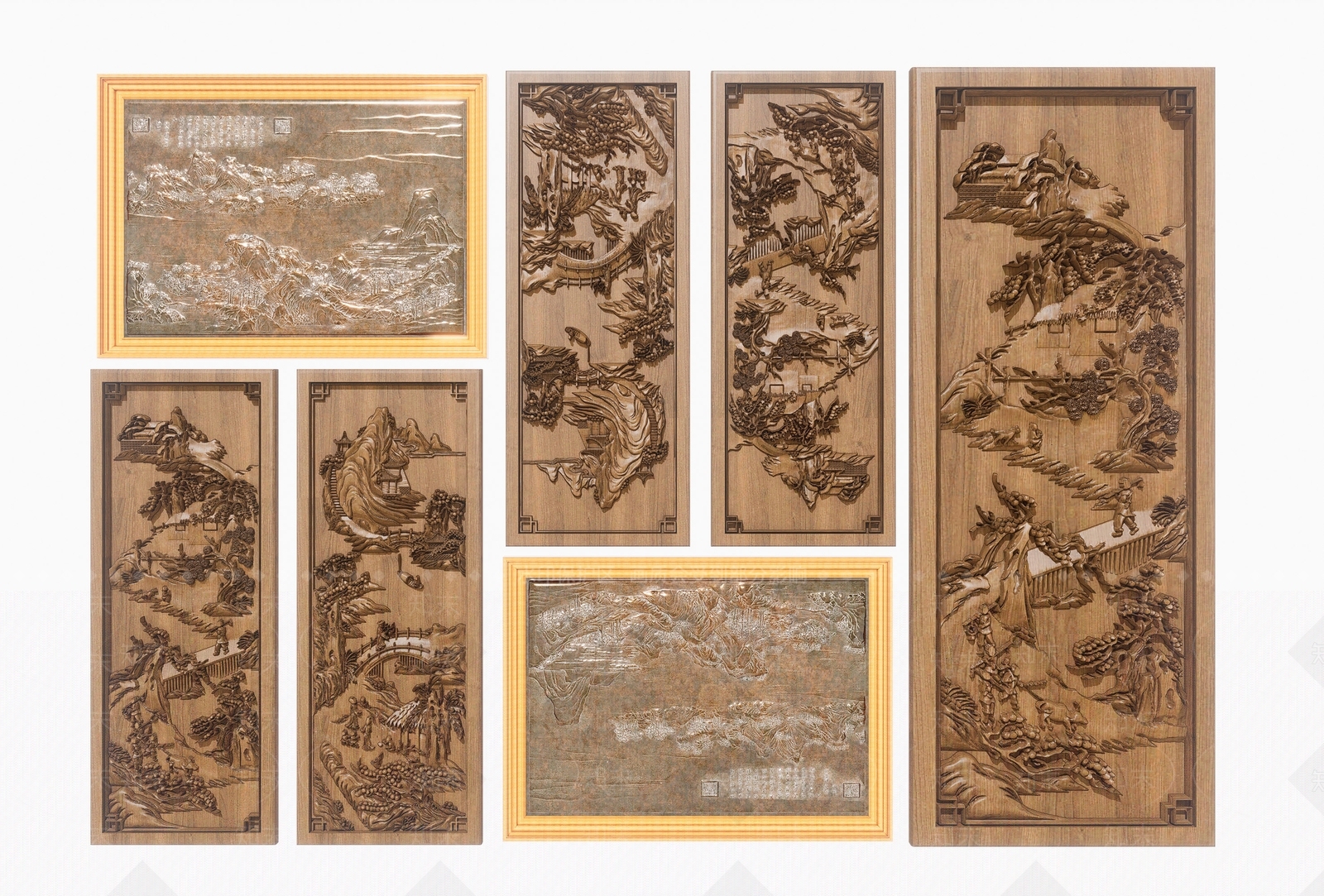 中式红铜山水浮雕花3D模型下载【ID:1154795520】