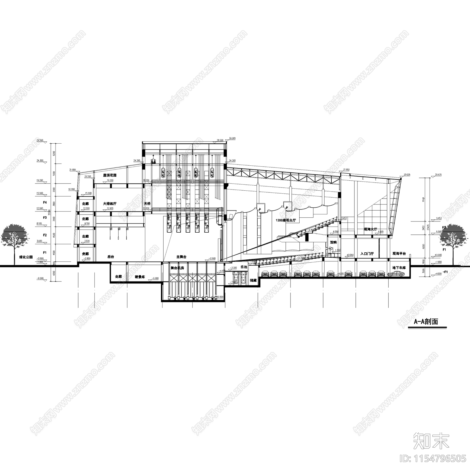 浙江舟山普陀大剧院建筑平面CAD施工图下载【ID:1154796505】