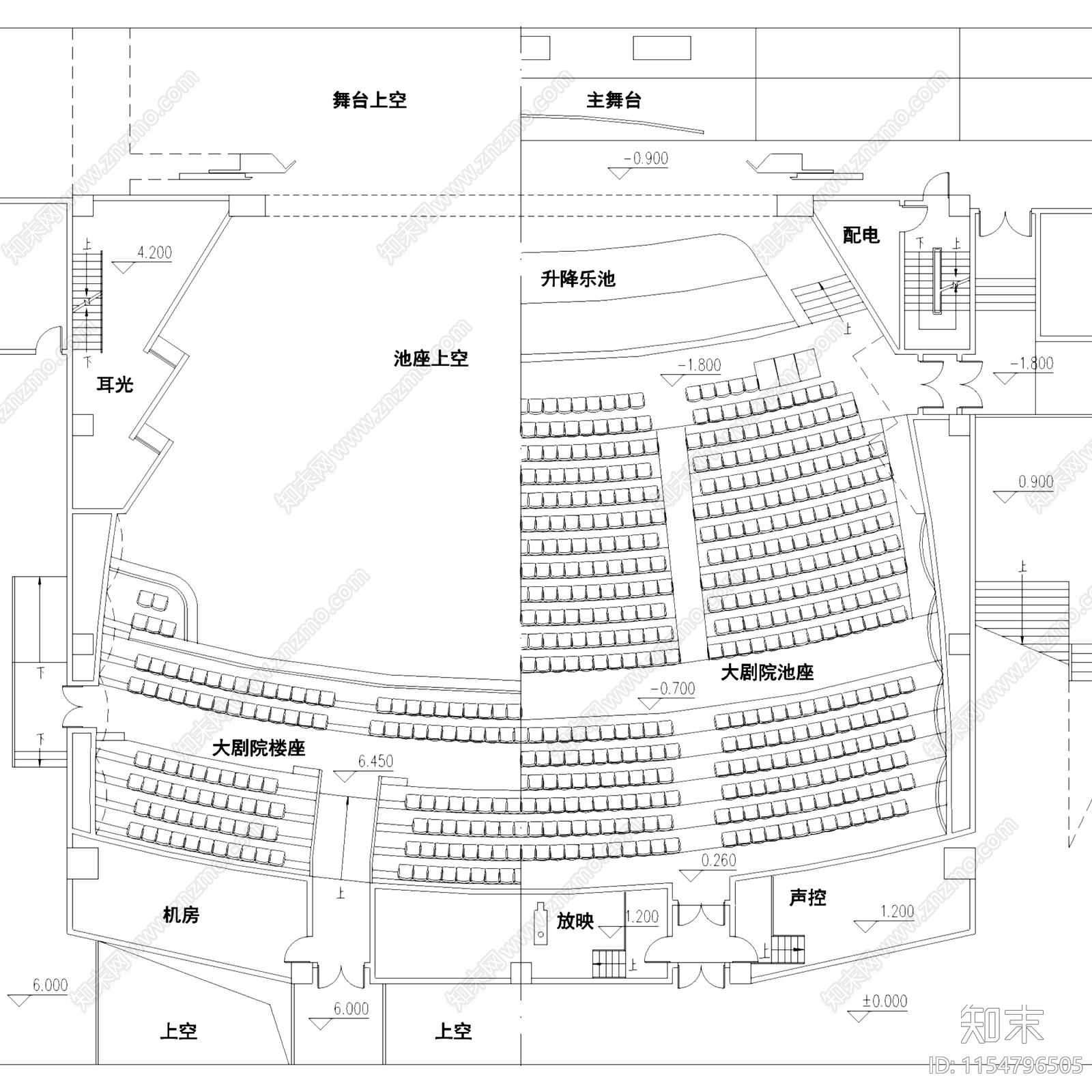 浙江舟山普陀大剧院建筑平面CAD施工图下载【ID:1154796505】