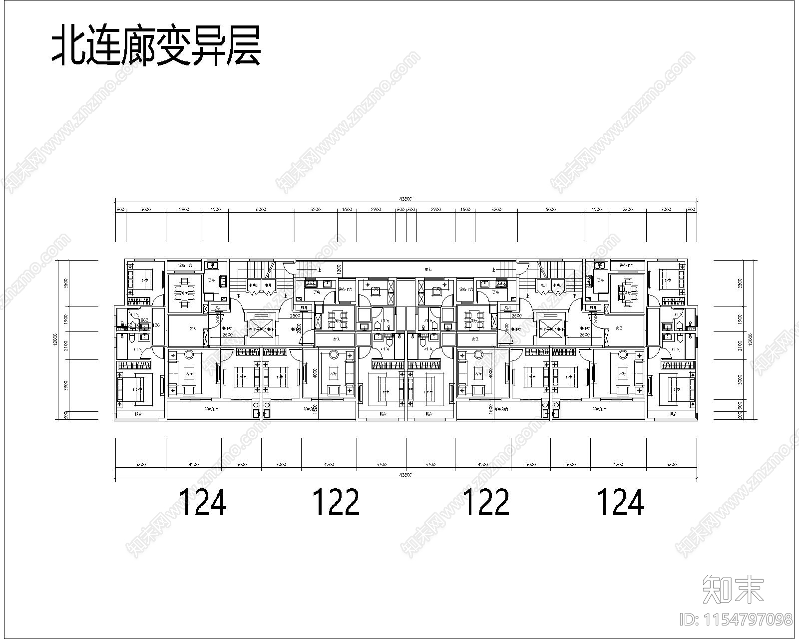 120南北通二类高层建筑平面图cad施工图下载【ID:1154797098】