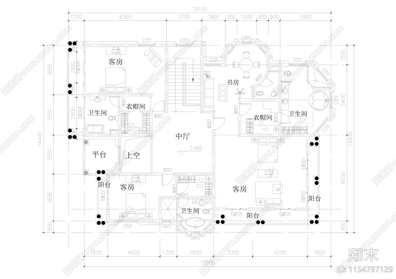 乡村自建房cad施工图下载【ID:1154797129】
