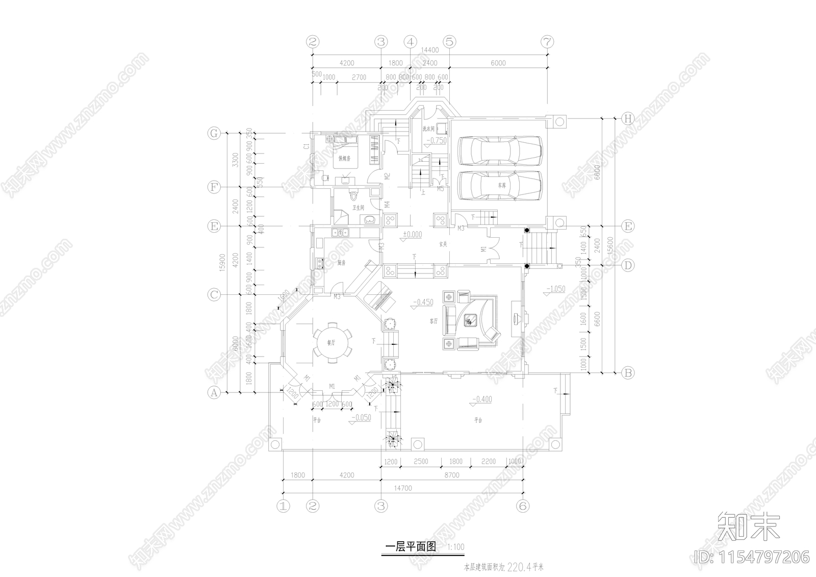 别墅cad施工图下载【ID:1154797206】