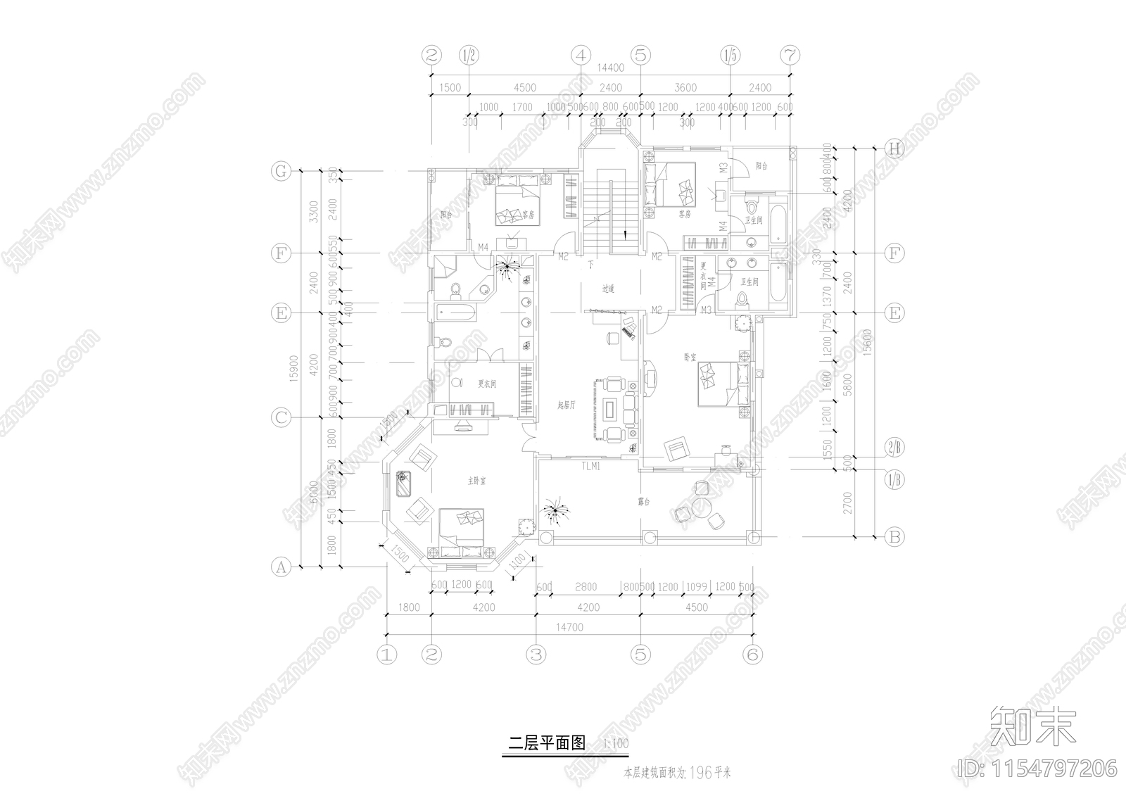 别墅cad施工图下载【ID:1154797206】