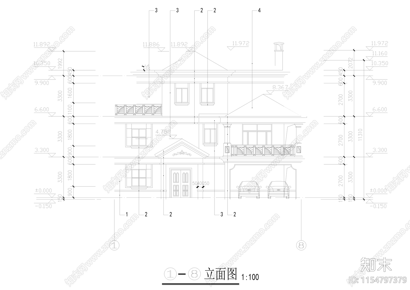 别墅cad施工图下载【ID:1154797379】