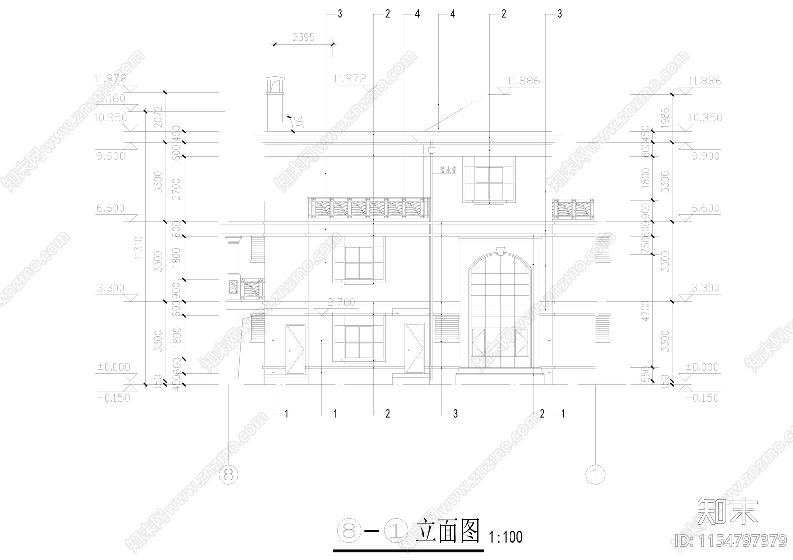 别墅cad施工图下载【ID:1154797379】