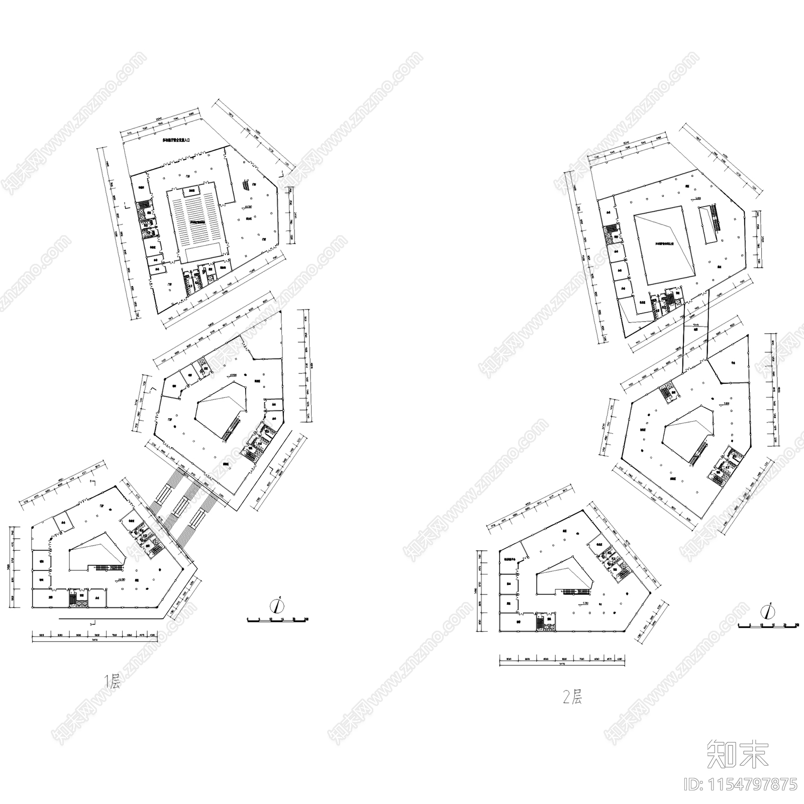 重庆江津一院四馆两中心剧院文化馆博物馆建筑平面cad施工图下载【ID:1154797875】