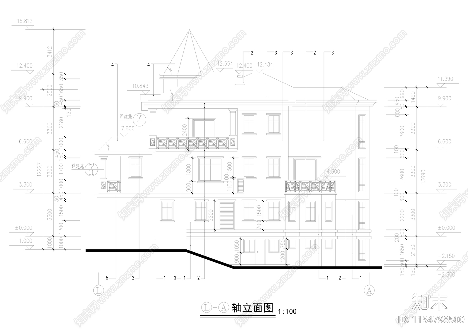 别墅乡村民居cad施工图下载【ID:1154798500】