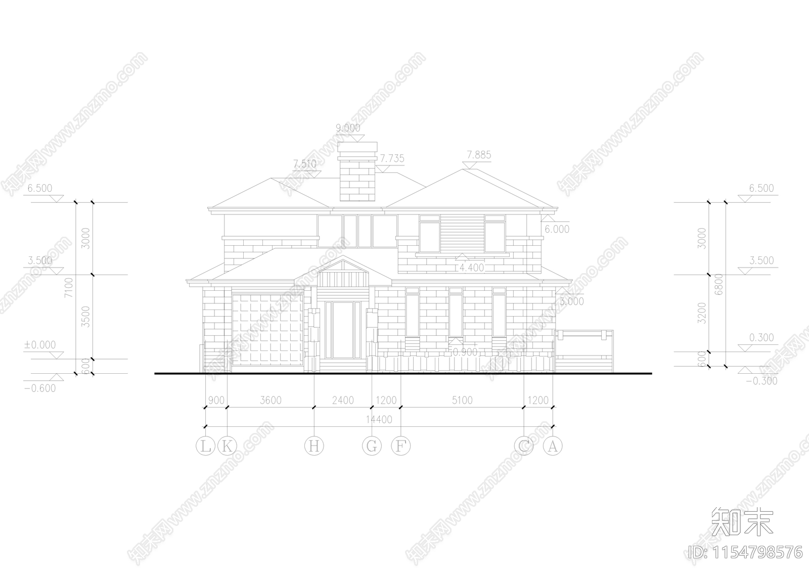 别墅乡村民居cad施工图下载【ID:1154798576】