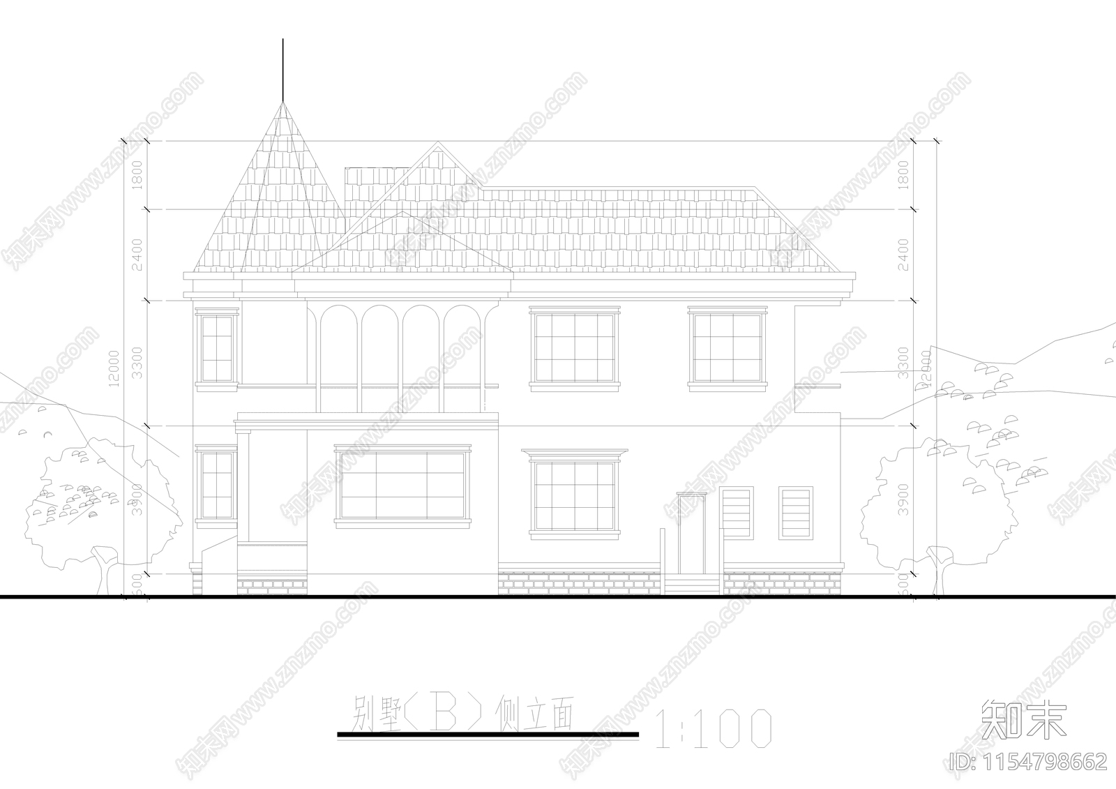 乡村别墅建筑cad施工图下载【ID:1154798662】