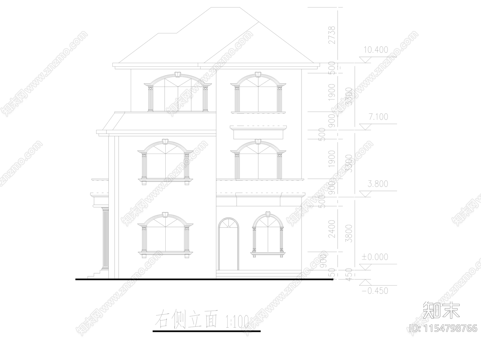 乡村别墅建筑cad施工图下载【ID:1154798766】