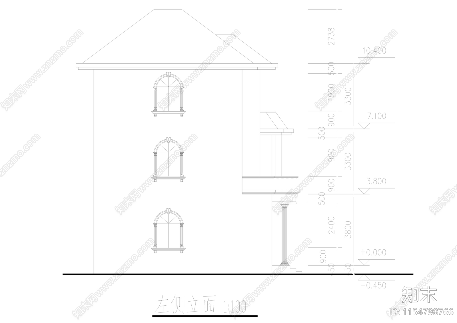 乡村别墅建筑cad施工图下载【ID:1154798766】