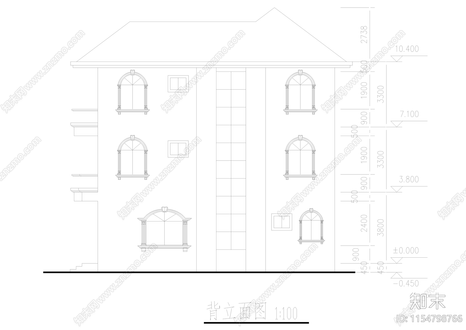 乡村别墅建筑cad施工图下载【ID:1154798766】