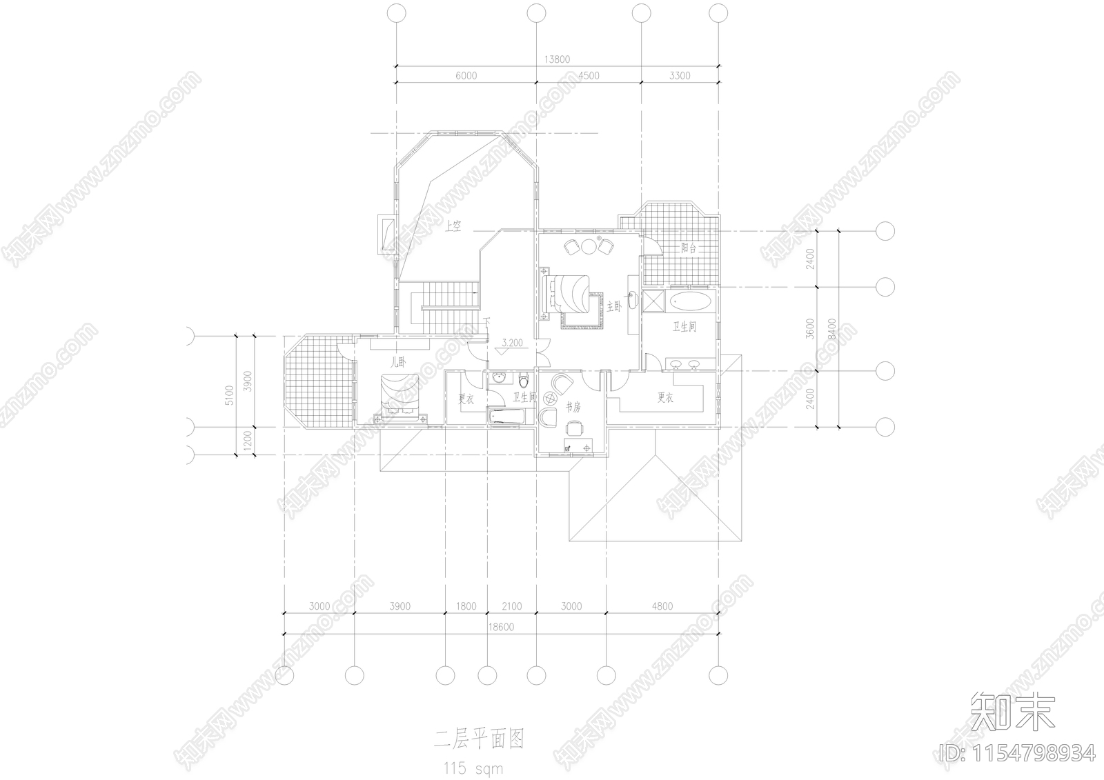 乡村别墅建筑cad施工图下载【ID:1154798934】