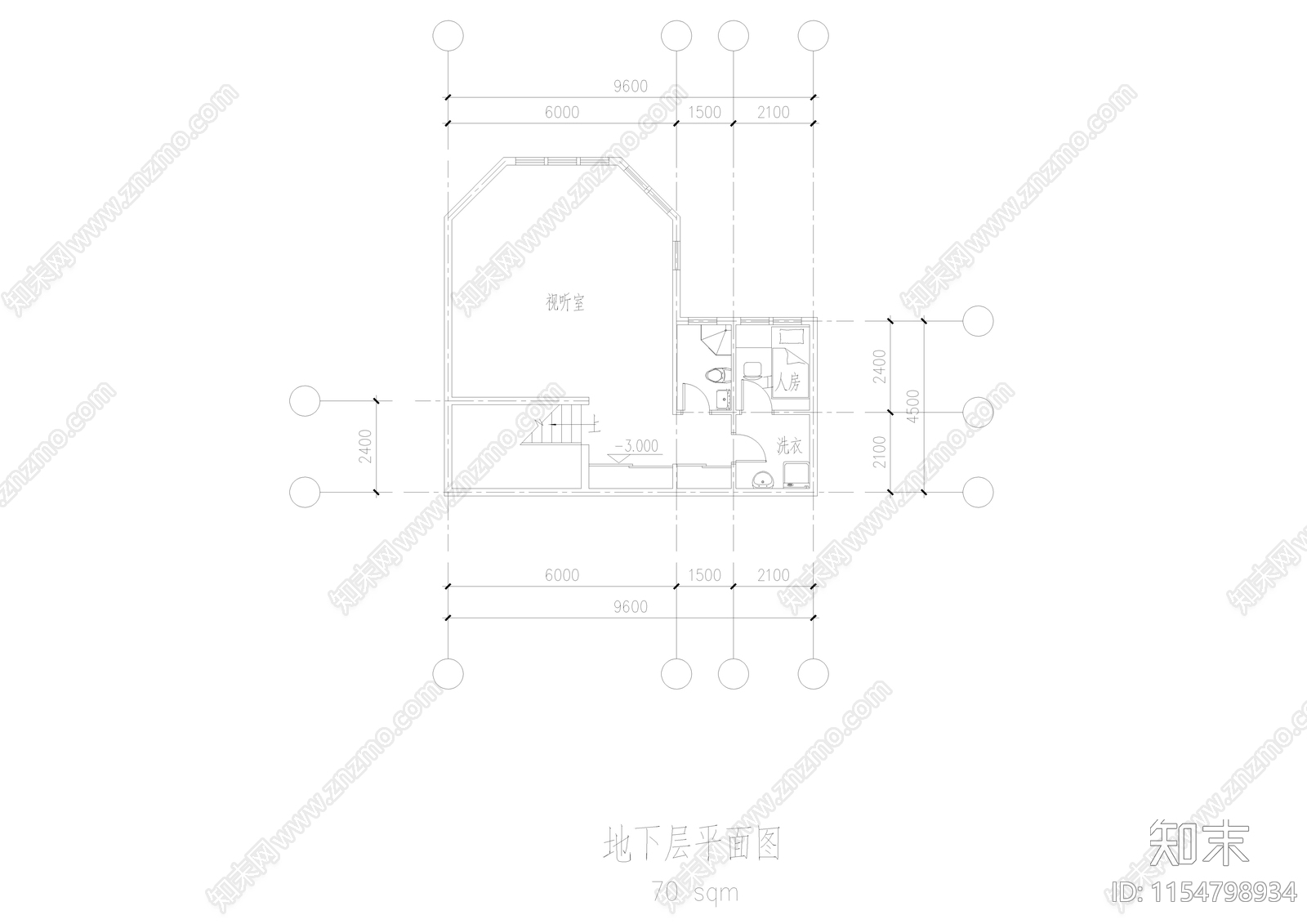 乡村别墅建筑cad施工图下载【ID:1154798934】