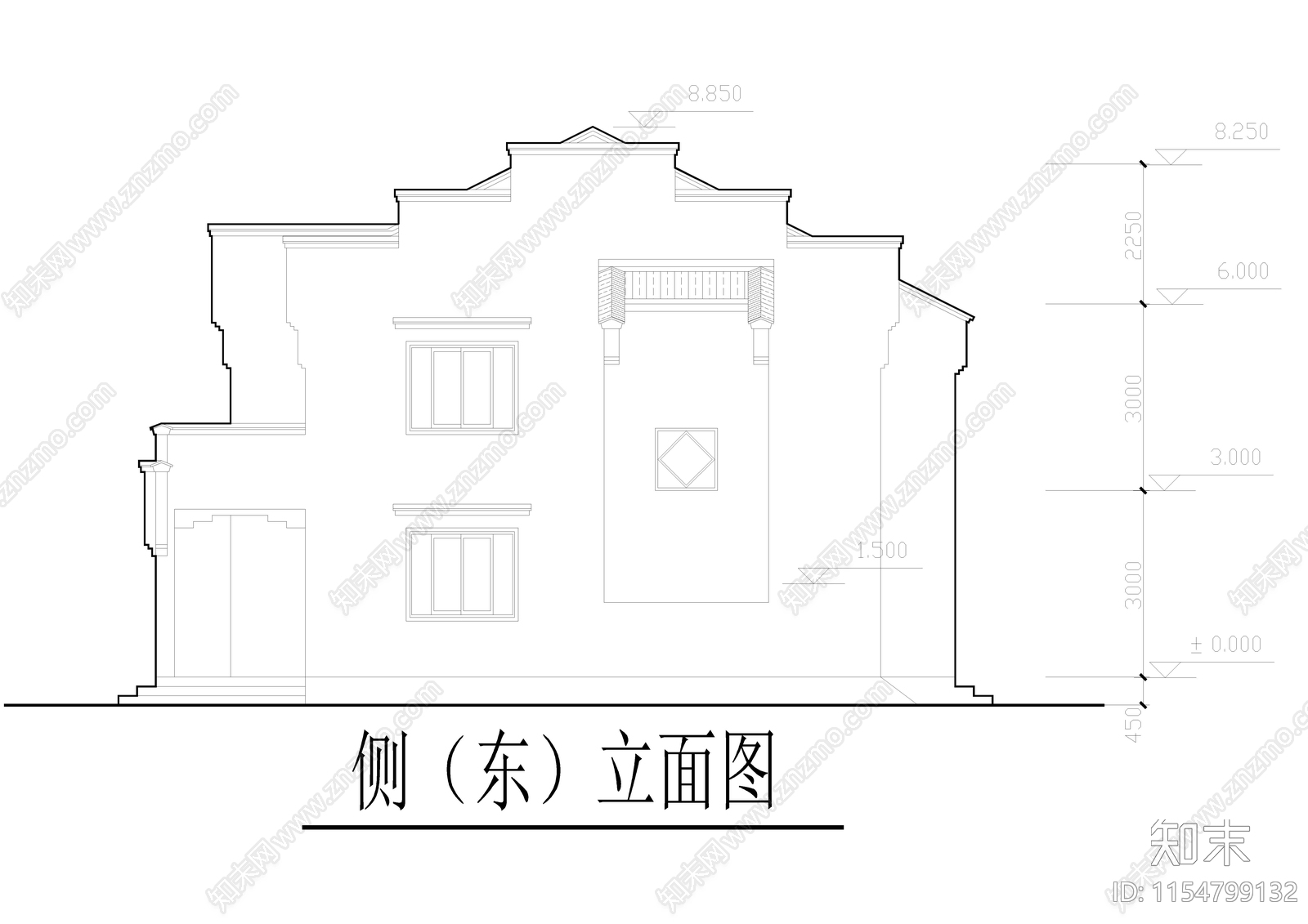 乡村别墅建筑cad施工图下载【ID:1154799132】