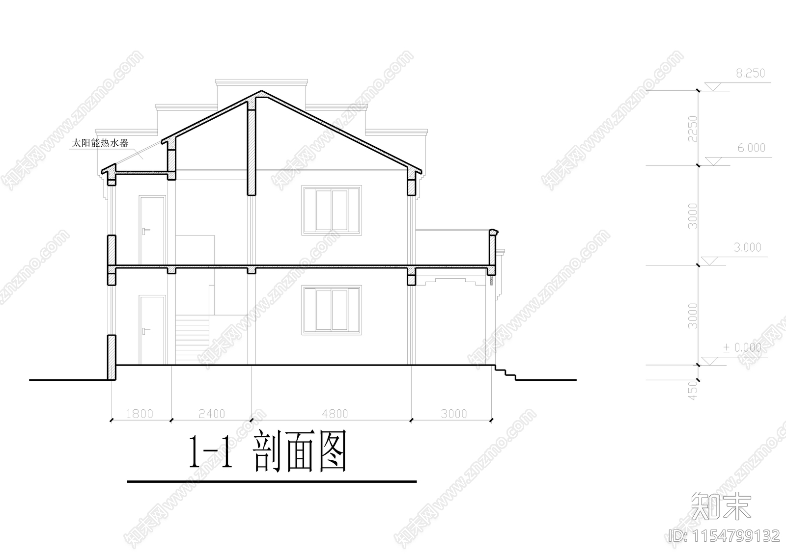 乡村别墅建筑cad施工图下载【ID:1154799132】