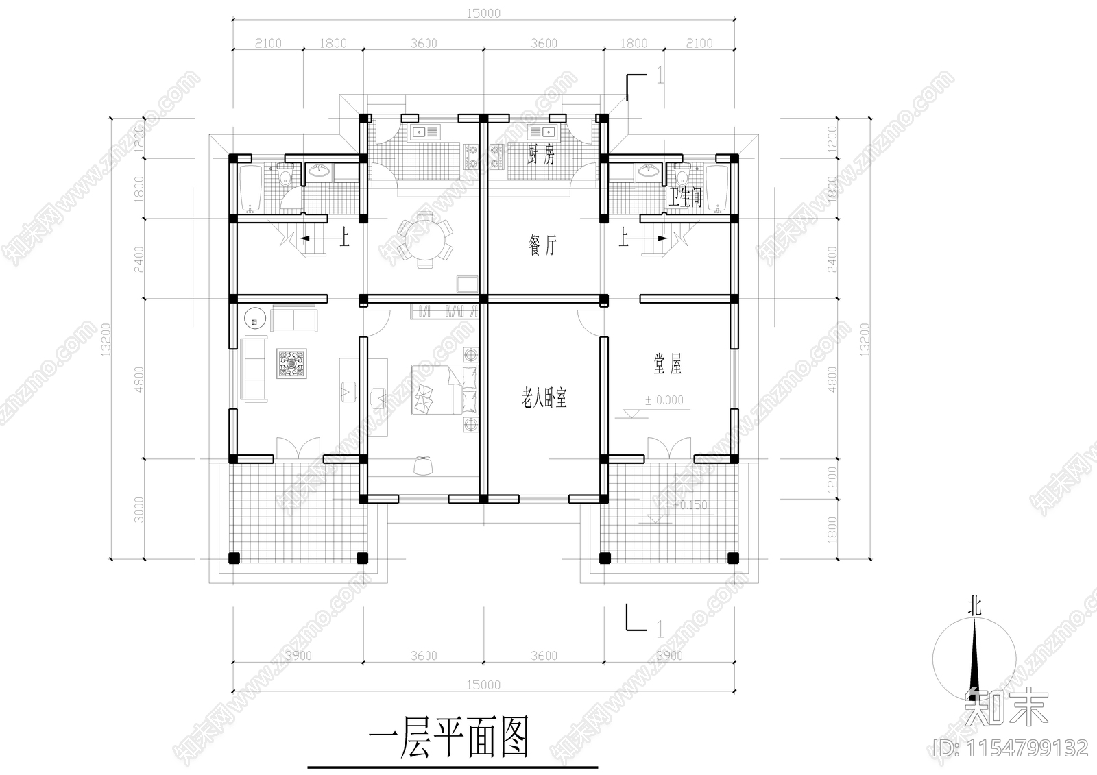 乡村别墅建筑cad施工图下载【ID:1154799132】