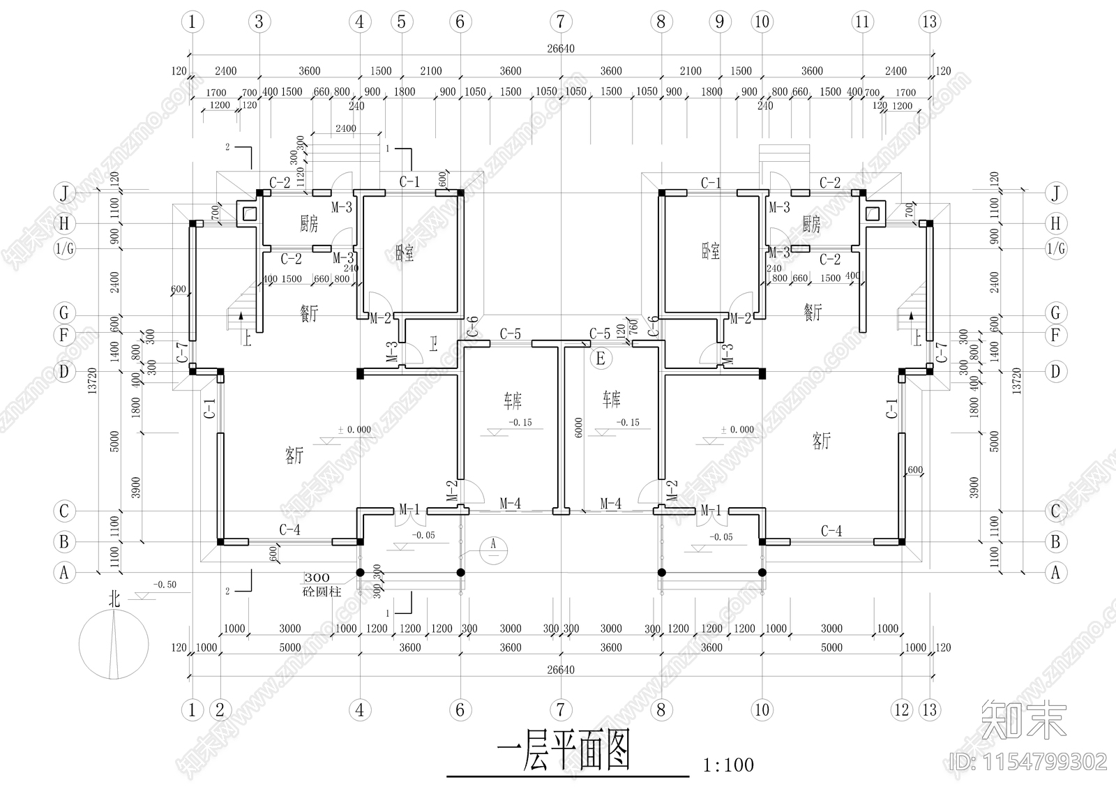 乡村别墅建筑cad施工图下载【ID:1154799302】