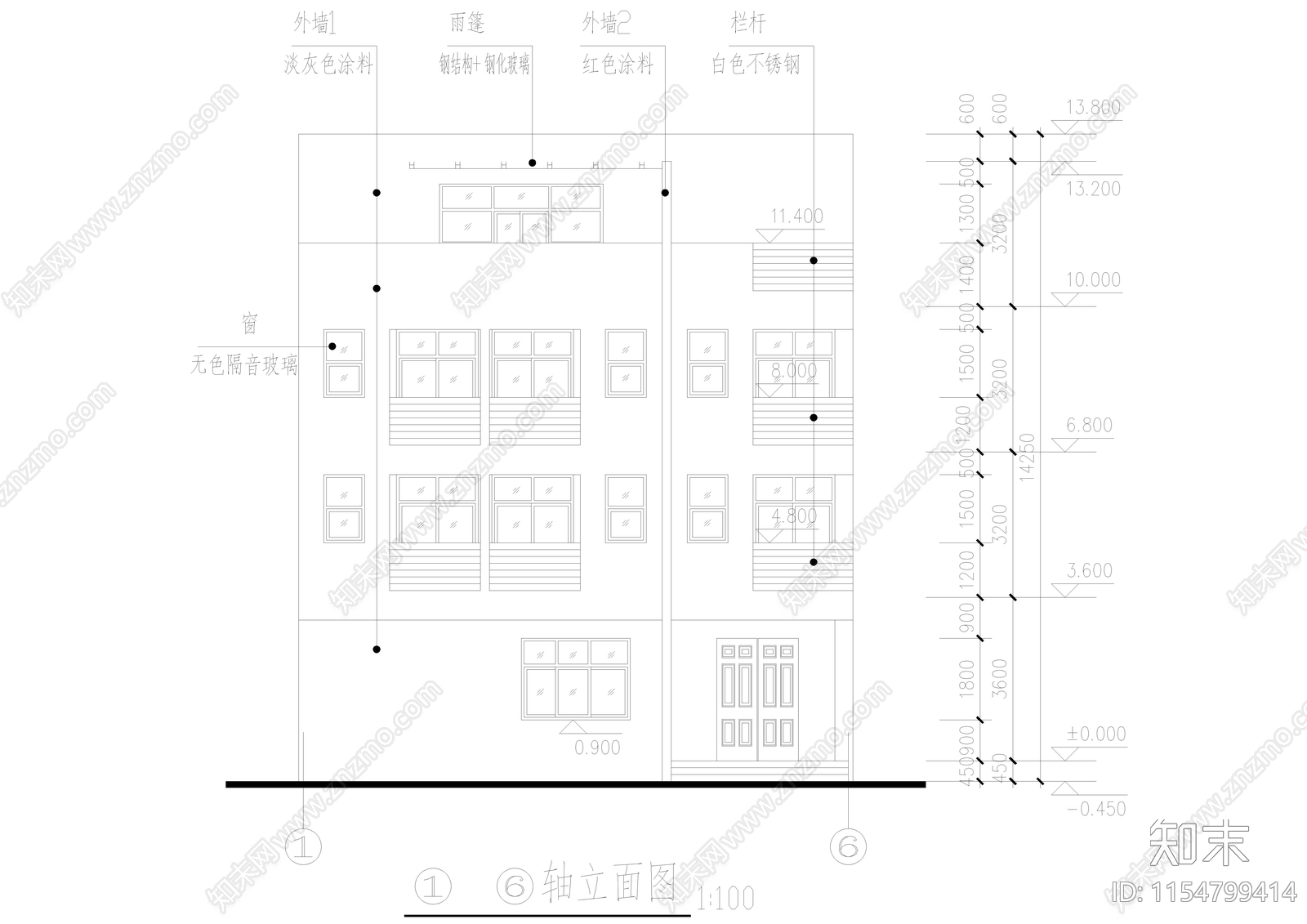 乡村别墅建筑cad施工图下载【ID:1154799414】