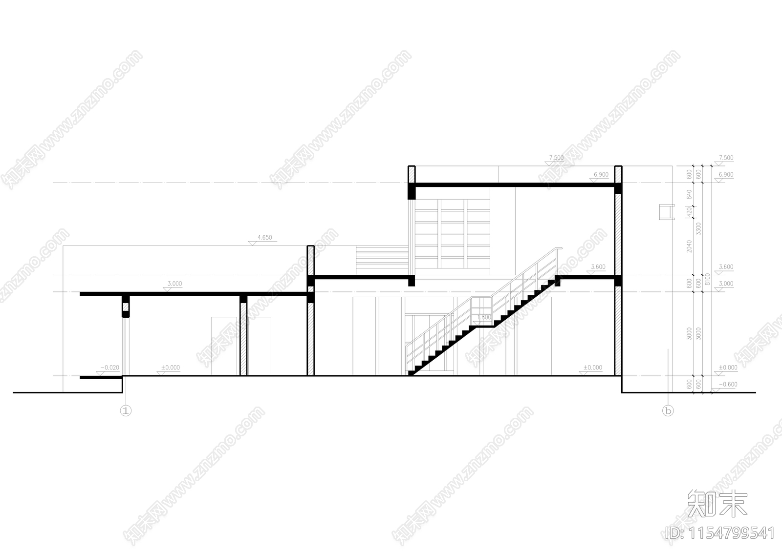 乡村别墅建筑cad施工图下载【ID:1154799541】