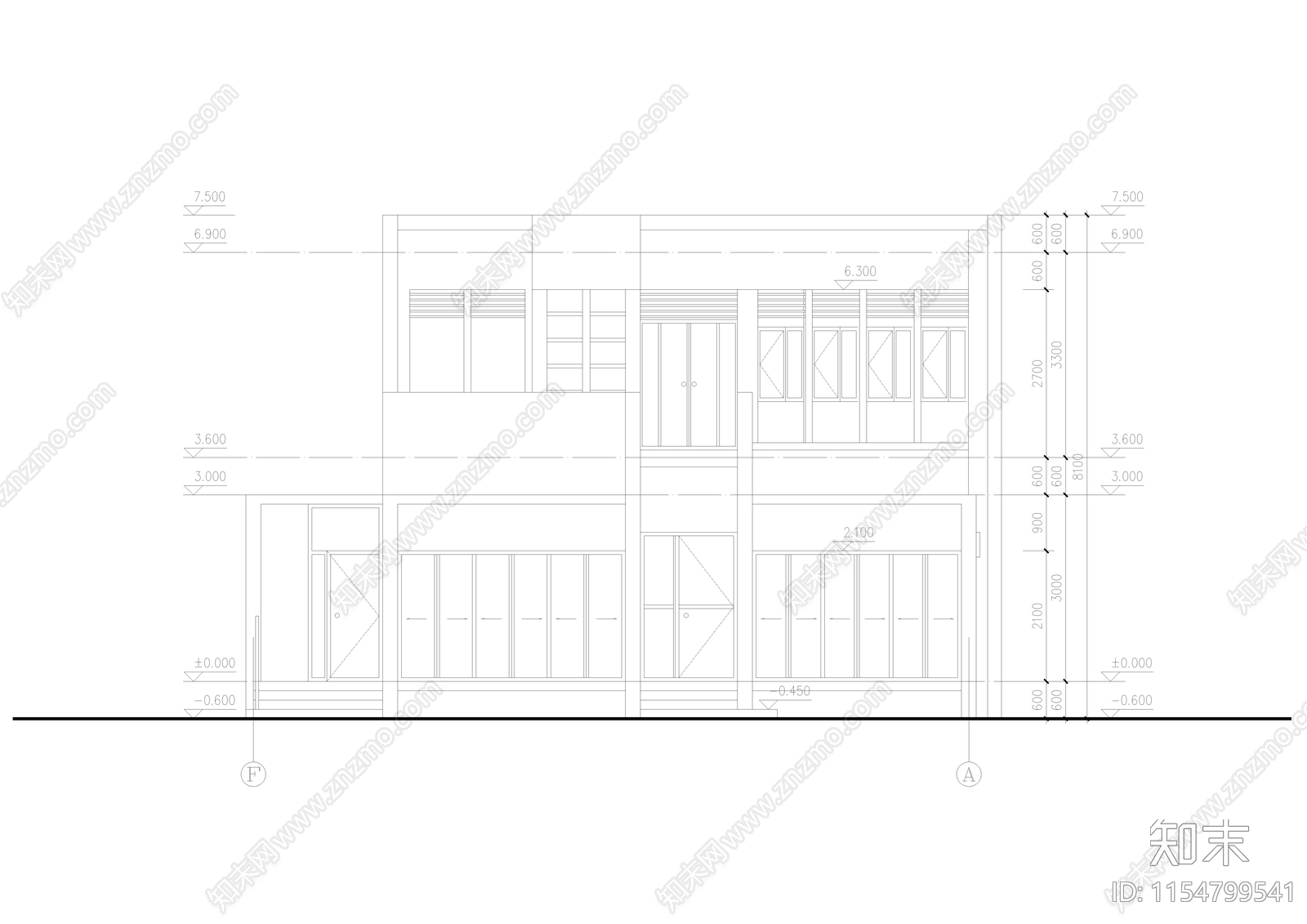 乡村别墅建筑cad施工图下载【ID:1154799541】